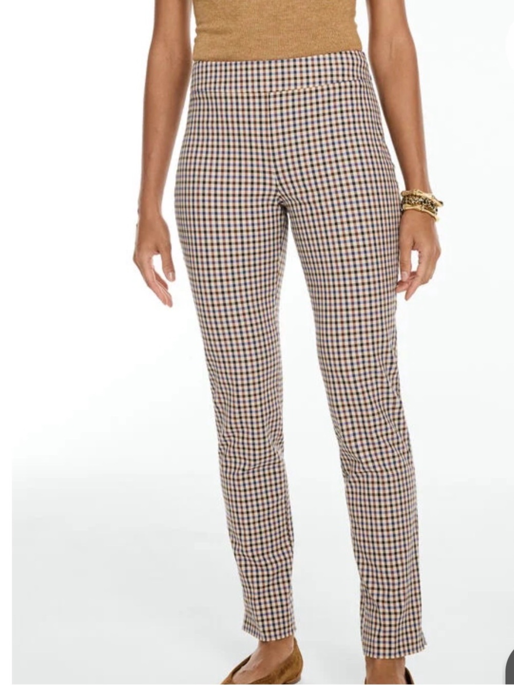 Boohoo Tan and Black Gingham Skinny Pants